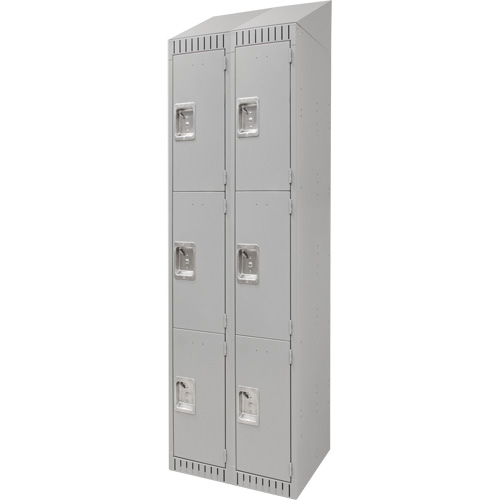 Casiers, 3 niveaux, Bloc de 2, 24" x 18" x 82", Acier, Gris, D&eacute;mont&eacute; Ontario Packaging