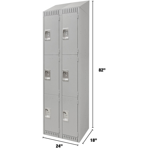Casiers, 3 niveaux, Bloc de 2, 24" x 18" x 82", Acier, Gris, D&eacute;mont&eacute; Ontario Packaging