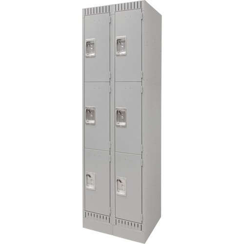 Lockers, 3 -tier, Bank of 2, 24" x 18" x 76", Steel, Grey, Knocked Down Ontario Packaging