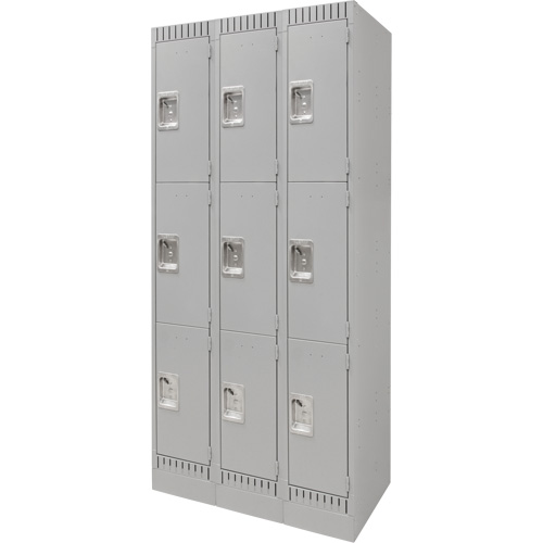 Casiers, 3 niveaux, Bloc de 3, 36" x 18" x 76", Acier, Gris, D&eacute;mont&eacute; Ontario Packaging
