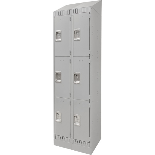 Lockers, 3 -tier, Bank of 2, 24" x 18" x 86", Steel, Grey, Knocked Down Ontario Packaging