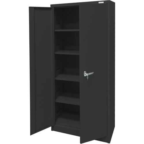 Armoire d'entreposage, Acier, 4 Tablettes, 66" h x 30" la x 15" P, Noir Ontario Packaging