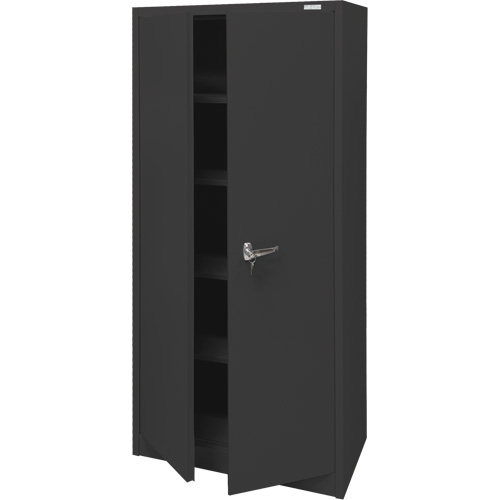 Armoire d'entreposage, Acier, 4 Tablettes, 66" h x 30" la x 15" P, Noir Ontario Packaging