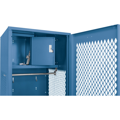 Gear Locker with Door, Steel, 24" W x 18" D x 72" H, Dark Blue Ontario Packaging