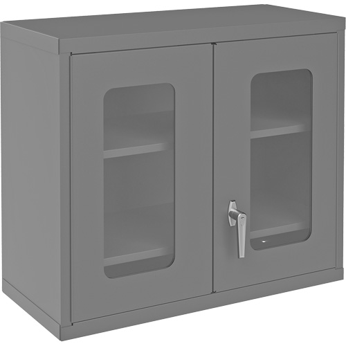 Wall-Mountable Storage Cabinet with Clearview Doors, 26-15/16" H x 29-7/8" W x 13-11/16" D, 2 Shelves, Steel, Grey Ontario Packaging