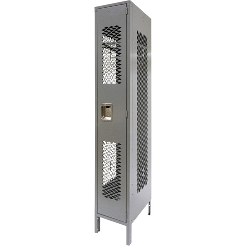 Vented Lockers, 12" x 18" x 78", Steel, Grey, Knocked Down, Perforated Ontario Packaging