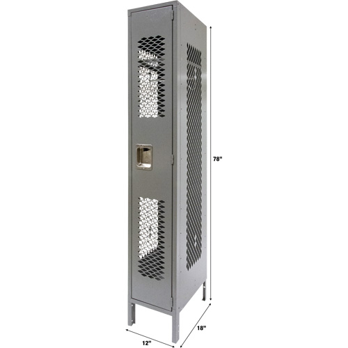 Vented Lockers, 12" x 18" x 78", Steel, Grey, Knocked Down, Perforated Ontario Packaging