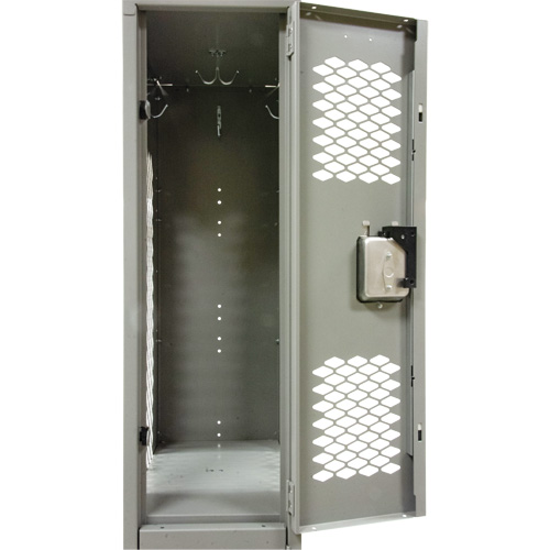 Vented Lockers, 2 -tier, Bank of 2, 24" x 18" x 78", Steel, Grey, Knocked Down, Perforated Ontario Packaging