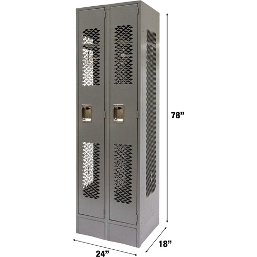 Casiers ventil&eacute;s, Bloc de 2, 24" x 18" x 78", Acier, Gris, D&eacute;mont&eacute;, Perfor&eacute; Ontario Packaging