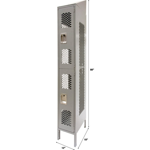 Casiers ventil&eacute;s, 2 niveaux, 12" x 18" x 88", Acier, Gris, D&eacute;mont&eacute;, Perfor&eacute; Ontario Packaging