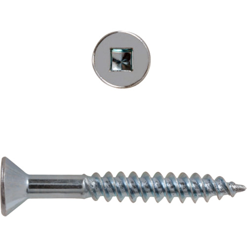 Flat Head Square Drive Wood Screws, #8 x 2-1/2" L, Zinc Plated Ontario Packaging
