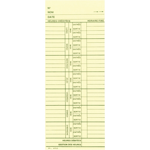 Cartes de temps Ontario Packaging