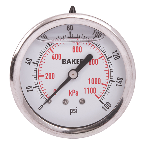 Manom&egrave;tres,  2-1/2", 0 - 160 psi/0 - 1100 kPa, Fixation arri&egrave;re, Analogique rempli de liquide Ontario Packaging