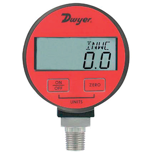 Pressure Gauge, 2-31/50" , 30" Hg Vac., Bottom Mount, Digital Ontario Packaging