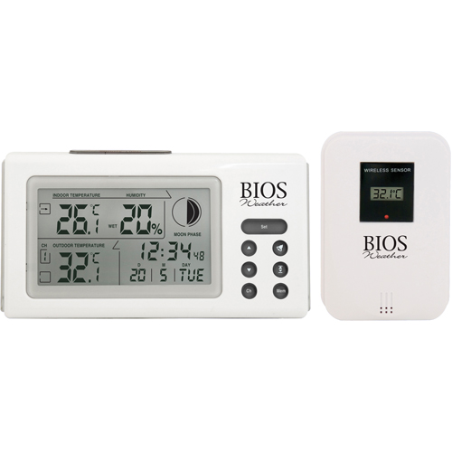 Indoor/Outdoor Thermometers With Clock, Contact, Digital, 32 to 122°F (0 to 50°C) Ontario Packaging