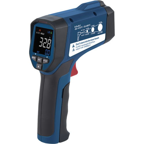 Professional Infrared Thermometer, -26 - 1472° F ( -32 - 800° C ), 30:1, Adjustable Emmissivity Ontario Packaging