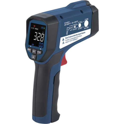 Infrared Thermometer with ISO Certificate, -26°- 2282° F ( -32° - 1250° C ), 50:1, Adjustable Emmissivity Ontario Packaging