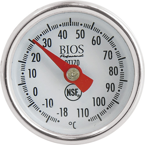 1" Dial Thermometer Celsius Only with Calibration Sleeve, Contact, Analogue, 0.4-230°F (-18-110°C) Ontario Packaging