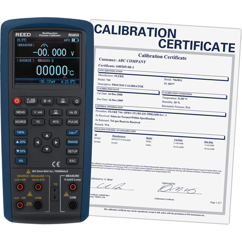 Multifunction Process Calibrator with ISO Certification, Without Data Logging, Portable, 5 Processes Ontario Packaging