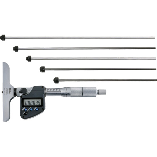 Microm&egrave;tre de profondeur num&eacute;rique avec tiges interchangeables, 0" - 12" (0 mm - 304.8 mm) gamme de mesure, R&eacute;solution de 0,00005" (0,001 mm) Ontario Packaging