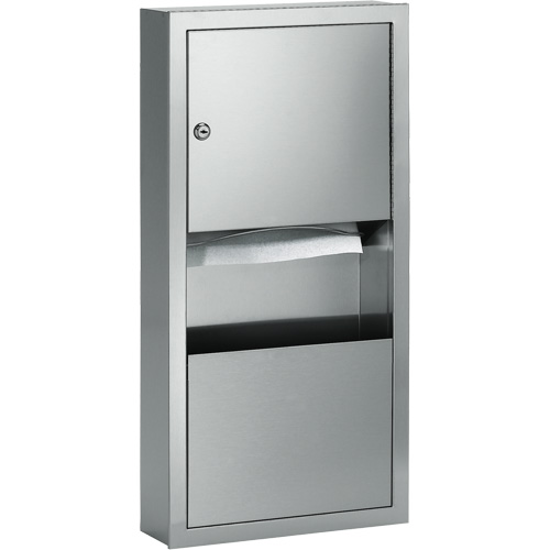 Combination Towel Dispenser with Waste Receptacle, Manual, 14" W x 4" D x 28" H Ontario Packaging