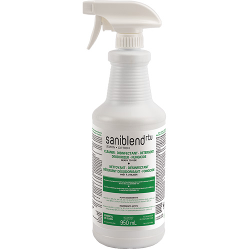 D&eacute;sinfectant et assainissant SaniBlend pr&ecirc;t &agrave; l'emploi, 950 ml, Bouteille &agrave; g&acirc;chette Ontario Packaging