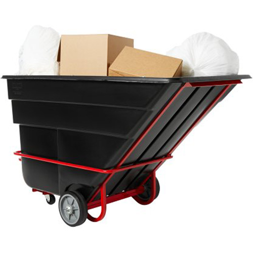 Chariot basculeur en acier, Plastique recycl&eacute; noir, 1/2 vg³, Capacit&eacute; de charge de 1400 lb Ontario Packaging