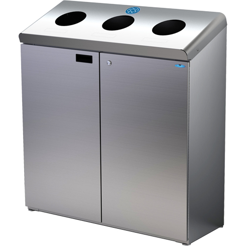 Floor Standing Recycling Station, Bulk, Stainless Steel, 42 gal. Ontario Packaging