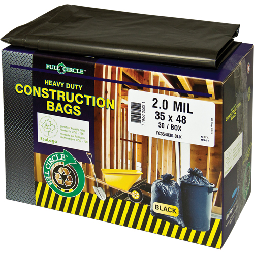 Contractor Liners, Strong, 30" W x 48" L, 2 mils, Black, 121.13 L (32 Gal.) Capacity Ontario Packaging