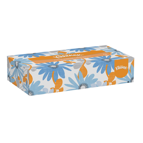 Kleenex&reg; Facial Tissue, 2 Ply, 8" L x 8-1/2" W, 125 Sheets/Box Ontario Packaging