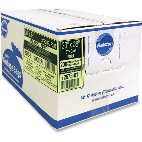 Industrial Garbage Bags, Strong, 38" W x 30" L, 0.85 mils, Black Ontario Packaging