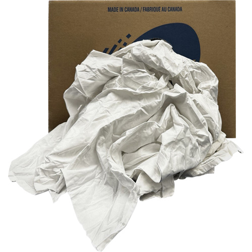 Recycled Wiping Rags, Cotton, White, 20 lbs. Ontario Packaging