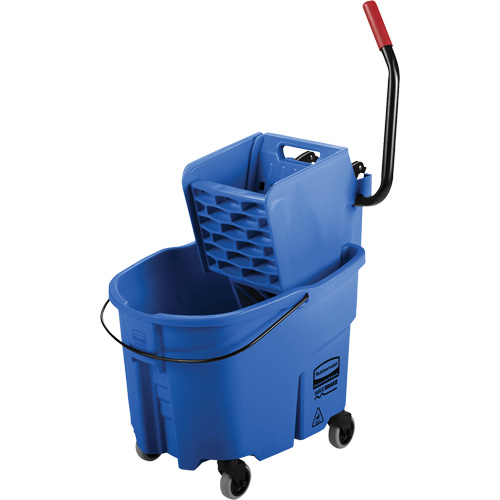 Ensemble de seau pour vadrouille et essoreuse WaveBrake, Pression lat&eacute;rale, 8,75 gal. US (35 pintes), Bleu Ontario Packaging