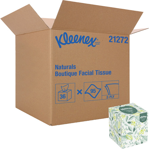 Kleenex&reg; Naturals Boutique* Facial Tissue, 2 Ply, 7.8" L x 8.3" W, 95 Sheets/Box Ontario Packaging