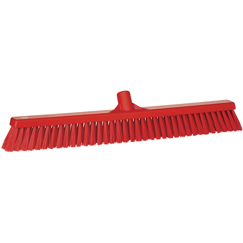 Combo Bristle Push Broom, Coarse/Fine Bristles, 24-1/2", Polyester, Red Ontario Packaging