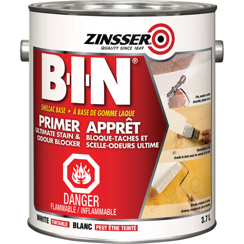 B-I-N&reg; Shellac-Base Sealer Primer, 3.7 L, Gallon, Tintable White Ontario Packaging