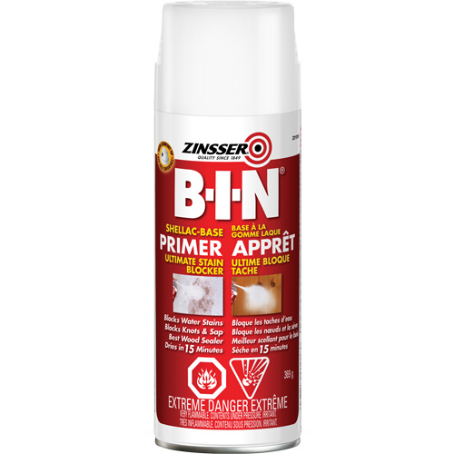 B-I-N&reg; Shellac-Base Sealer Primer, 369 g, Aerosol Can, White Ontario Packaging