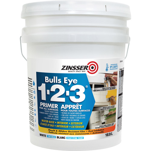Appr&ecirc;t &agrave; base d'eau Bulls Eye 1-2-3, 18,9 L, Seau, Blanc Ontario Packaging