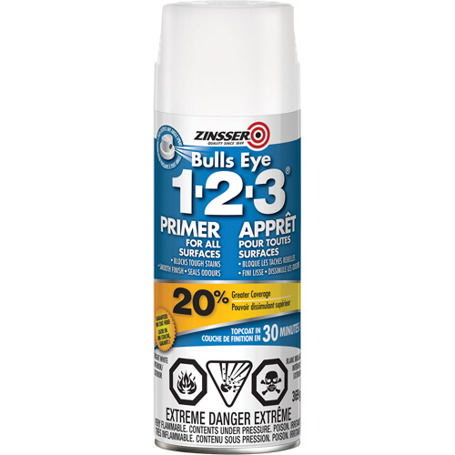 Appr&ecirc;t &agrave; base d'eau Bulls Eye 1-2-3, Canette a&eacute;rosol, Blanc Ontario Packaging