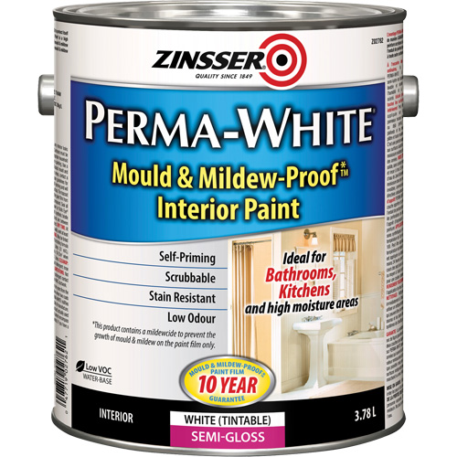 Peinture int&eacute;rieure Mold & Mildew-Proof Perma-White, 3,78 L, Gallon, Blanc Ontario Packaging