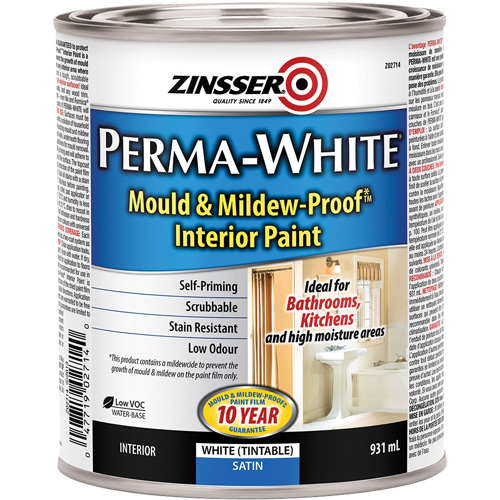 Perma-White&reg; Mold & Mildew-Proof Interior Paint, 931 ml, Can, White Ontario Packaging