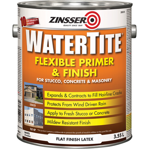 Watertite&reg; Weatherproof Flexible Primer & Finish, 3.55 L, Gallon, White Ontario Packaging