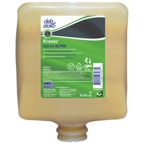 Recharge de nettoyant pour les mains Kresto Special Ultra, P&acirc;te, 2 L, Cartouche en plastique, Fraîcheur Ontario Packaging