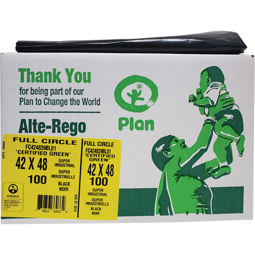 Full Circle Super Industrial Garbage Bags, Biodegradable, X-Strong, 48" L x 42" W, 1.5 mils Thick Ontario Packaging