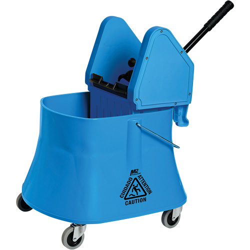 Ensemble de seau pour vadrouille et essoreuse Champ, Pression vers le bas, 7,5 gal. US (30 pintes), Bleu Ontario Packaging