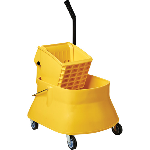 Ensemble de seau pour vadrouille et essoreuse Champ, Pression lat&eacute;rale, 7,5 gal. US (30 pintes), Jaune Ontario Packaging