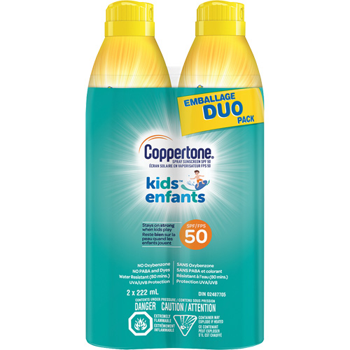 Kids Water Resistant Sunscreen, SPF 50, Aerosol Ontario Packaging