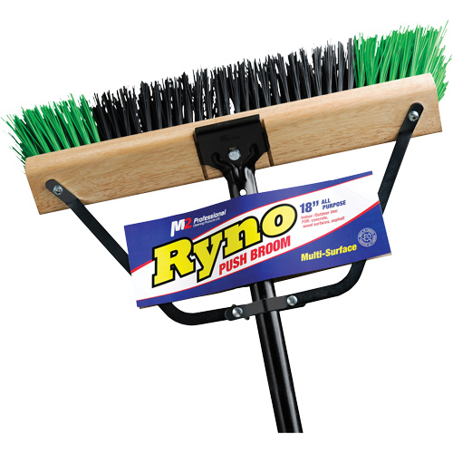 Ryno Push Broom with Braced Handle, 18", Stiff, PVC Bristles Ontario Packaging
