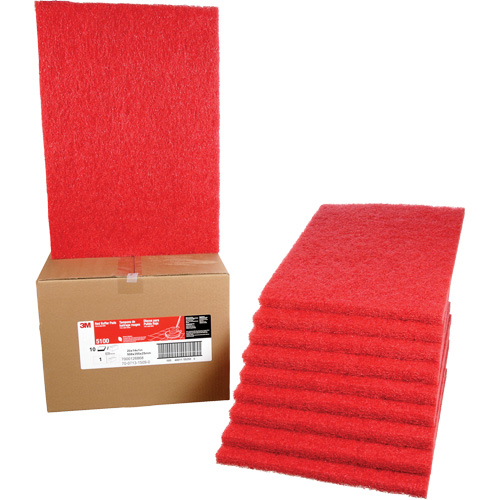 Tampon de nettoyage pour tapis, 14" x 20", Lustrage/Nettoyage, Rouge Ontario Packaging