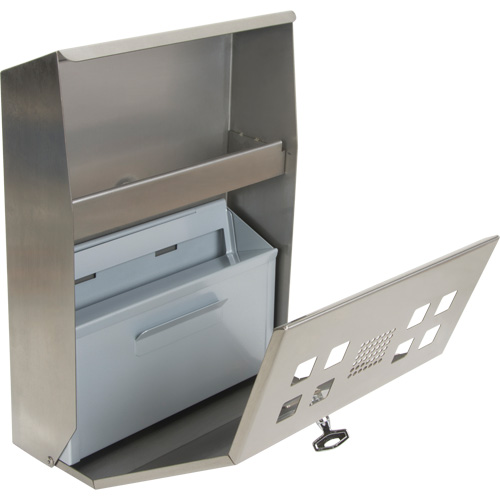 Smoking Receptacle, Wall-Mount, Stainless Steel, 1.6 Litres Capacity, 13-4/5" Height Ontario Packaging